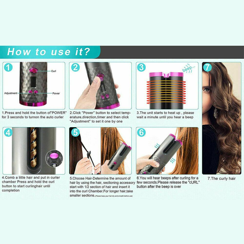 Electric LCD Display Cordless Hair Curler